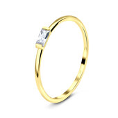 Minimal Styled Crystal CZ Gold Plated Silver Ring NSR-2802-GP